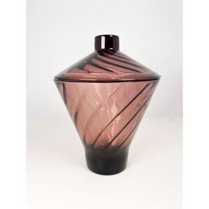 Hazel Atlas Moroccan Amethyst dish with lid - mid century purple candy jar